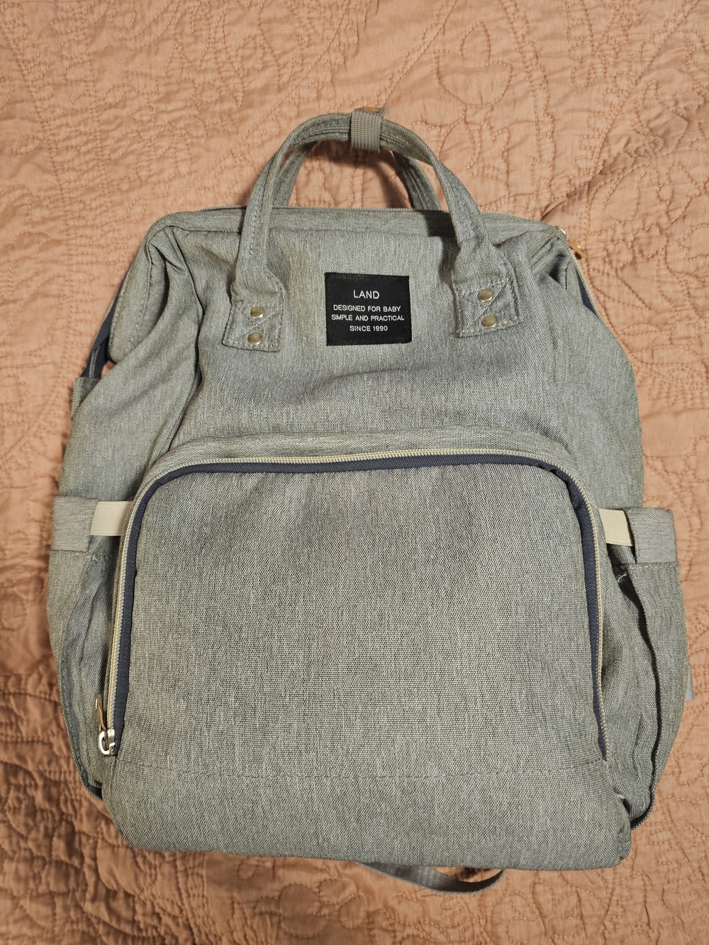 LAND Gray Backpack Diaper Bag